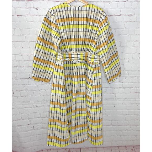 Baum and Pferdgarten Yellow Abylene Wrap Dress Womens 36 New Spring Puff Sleeves - Picture 7 of 12